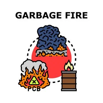 Garbage fire causing environmental pollution and toxic waste イラスト素材