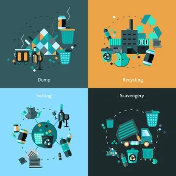 Garbage Flat Set Stock Illustration