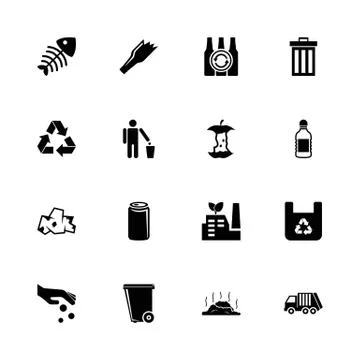 Garbage - Flat Vector Icons Illustrazione stock