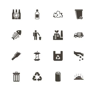 Garbage - Flat Vector Icons Stock Illustration
