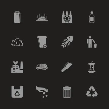Garbage - Flat Vector Icons Stock Illustration