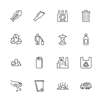 Garbage - Flat Vector Icons Stock Illustration