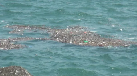 Garbage floating in the sea Stock Footage 44120339