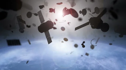 Garbage floating in space Stock Footage 50386767