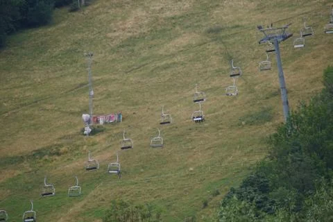 Garbage floats in the river, pollution. zero waste, vegan, take care about th Stock Photos