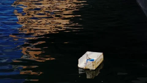 Garbage floats on the water Video stock 133504158