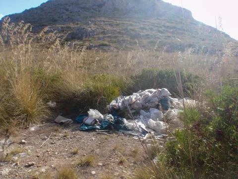 Garbage in the forest. Natural Rubish Stock Photos