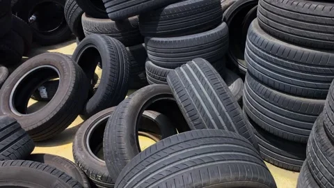 Garbage heaps of car tires Stock Footage 243201390