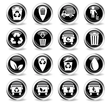 Garbage icon set Stock Illustration
