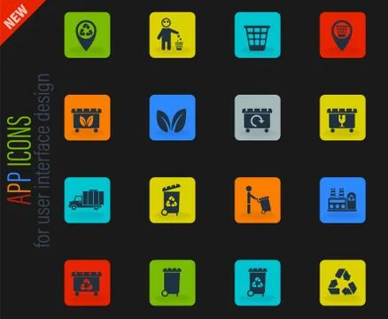 Garbage icon set Stock Illustration
