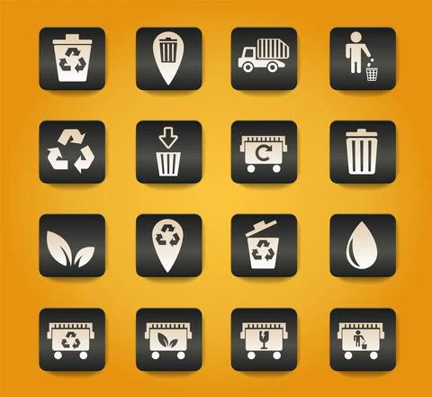 Garbage icon set Stock Illustration