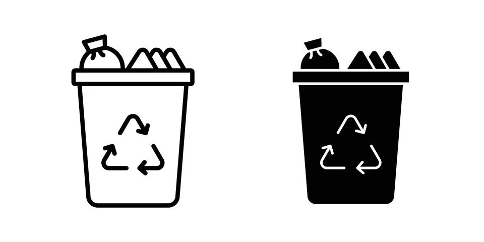 Garbage icon set. Vector EPS 10 Stock Illustration
