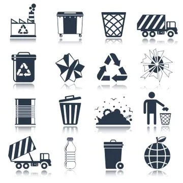 Garbage icons black Stock-Illustration