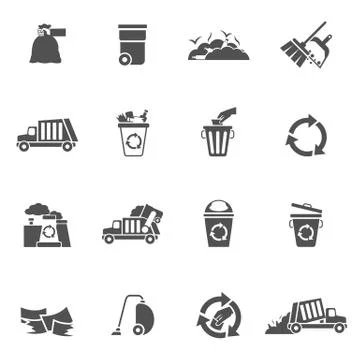 Garbage Icons Black Illustrazione stock