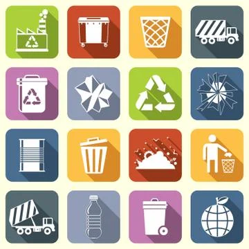 Garbage icons flat Stock-Illustration