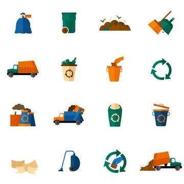 Garbage Icons Flat 스톡 일러스트