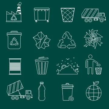 Garbage icons outline Stock-Illustration