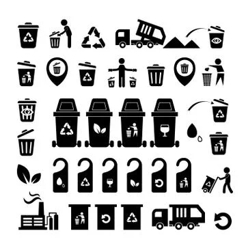 Garbage icons set Stock Illustration