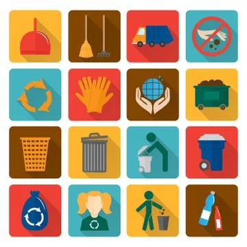 Garbage icons set 스톡 일러스트