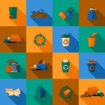 Garbage Icons Set 스톡 일러스트