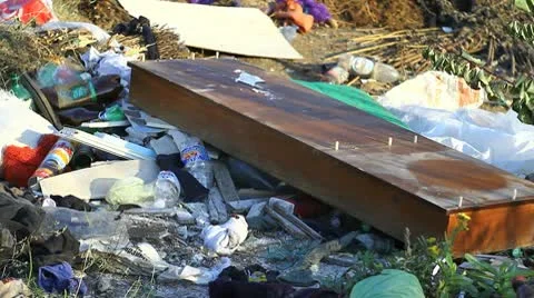 Garbage, illegal dumping (close up) Stock Footage 10559427
