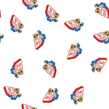 Garbage incineration isometric icon seamless pattern Stock Illustration