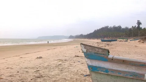 Garbage indian beach at dawn Stock Footage 74571385