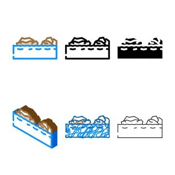 Garbage island color icon types vector Stock Illustration