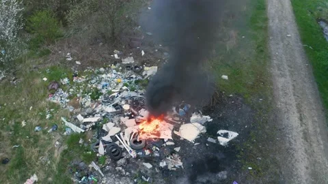 Garbage landfill in the autumn forest Video stock 170778518