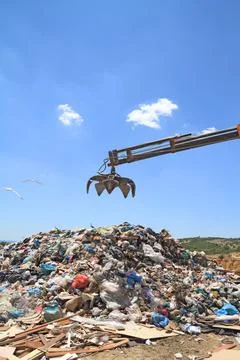 Garbage in landfill Foto stock
