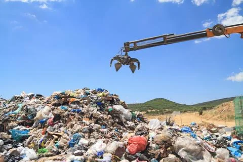 Garbage in landfill Stock Photos