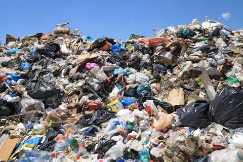 Garbage in landfill Stock Photos