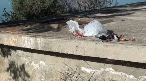 Garbage left - pan down Stock Footage 18903995