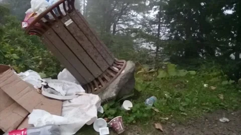 The garbage left by those who travel to the plateaus and the damage they cause t Stock Footage 148877691