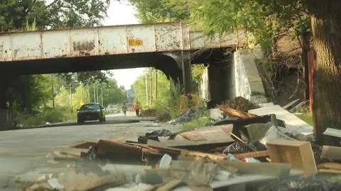Garbage Litter Street Stock Footage 79028520