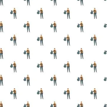 Garbage man carrying waste bag seamless pattern Stock Illustration
