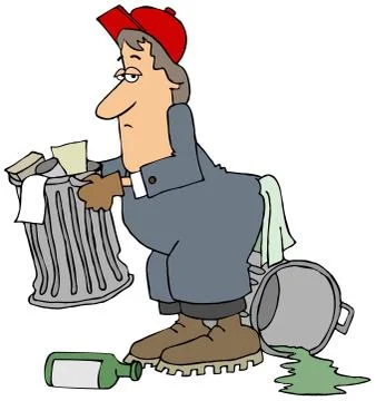 Garbage man taking out the trash Stock Illustration