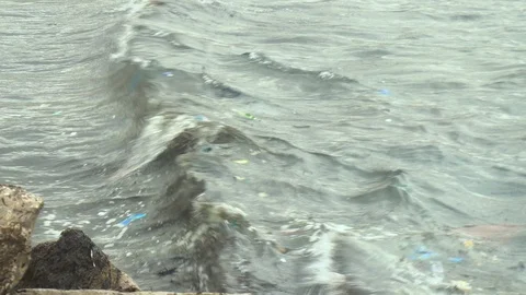 Garbage in the Mediterranean Sea. Ecological pollution. Discarded garbage 库存影片 120033635