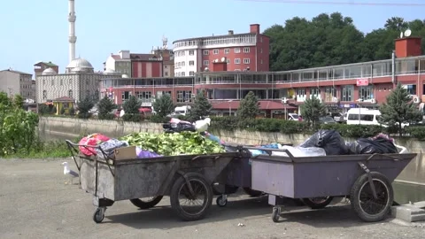 Garbage next of river Stock Footage 160150323