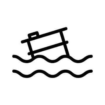 Garbage in the ocean icon vector. Isolated contour symbol illustration Illustrazione stock