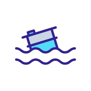 Garbage in the ocean icon vector. Isolated contour symbol illustration Illustrazione stock