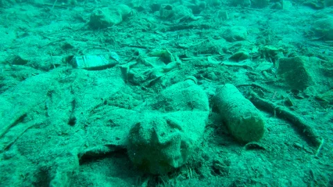 Garbage on the Ocean Surface Stock Footage 116099597