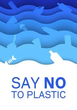 Garbage in the ocean. Water pollution. plastic in water. Waste in the ocean Stock Illustration