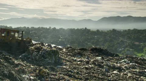 Garbage in an open dump site Video stock 10572639