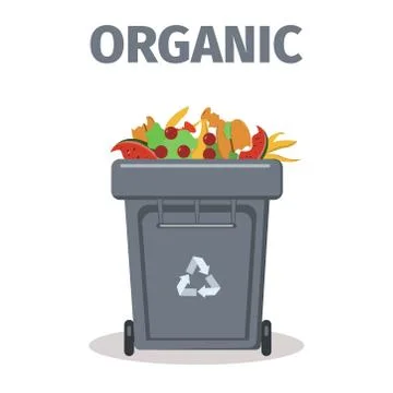 Garbage or trash can for organic products. Recycling waste container. Vector Stock Illustration