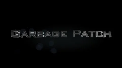 Garbage Patch title metal text on black alpha channel background 스톡 동영상 296215761