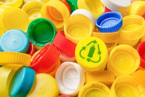 Garbage PET plastic waste sorting icon PET recycling concept. Pile of plastic Stock Photos