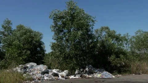 Garbage pile, environmental pollution in the rural area Stock Footage 157805131