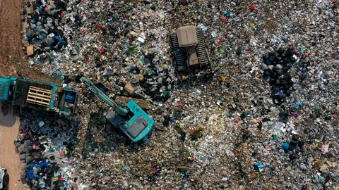 Garbage pile  in trash dump or landfill time lapse. Stock Footage 104665503