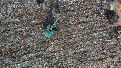 Garbage pile  in trash dump or landfill, Aerial view garbage. Stock Footage